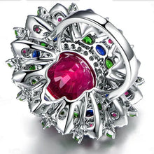 Luxurious Silver Natural Gemstones Ruby And Emerald and Sapphire White Sapphire  Size 10