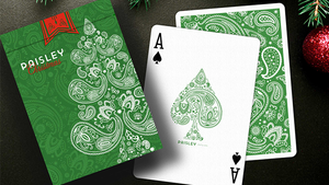 Paisley Metallic Green Christmas Playing Cards Stripper Deck Limited Edition