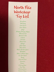 North Pole Workshop Toy List by Santa Magic