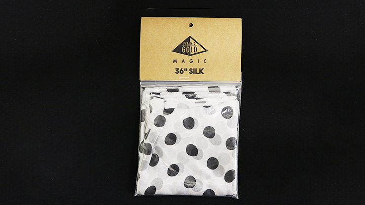 Silk 36 inch (White with Black Polka Dots) by Pyramid Gold Magic